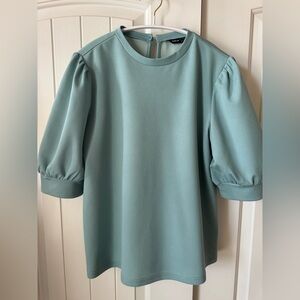 SHEIN Aqua Puff Sleeve Blouse